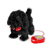 Meva Kids Walking And Barking Puppy Dog Toy Pet With Remote Control Leash, Gifts For Kids Boys Girls (Black)