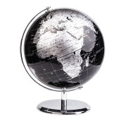 Exerz 8" World Globe Black - Stainless Steel Arc And Base - Educational/Geographic/Modern Desktop Decoration - Metallic Black