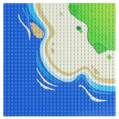 Feleph Classic Blue Baseplate For City Road Beach, Ocean Island Street Water Base Plate 10 X 10 Inches, Pirates Sea Toy Kit For Major Brands Building Bricks (Curved 1Pc)