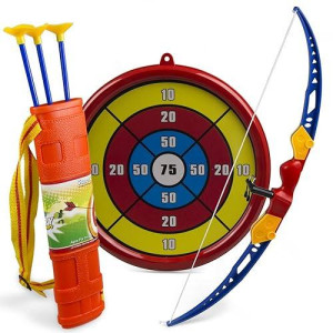 KIDSTHRILL Kids Action Archery Bow and Arrow Toy with Set of Target, Shoulder Strapped Quiver and 3 Suction cup Arrows for Indoor and Outdoor competition game