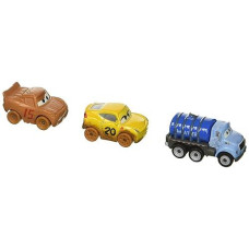 Disney Car Toys Mini Racers Vehicles, 3 Pack - Muddy Cruz, Muddy Lightning Mcqueen, Mr Drippy Exclusive