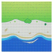 Feleph Classic Blue Baseplate For City Beach Road, Ocean Island Street Water Base Plate 10 X 10 Inches, Pirates Sea Toy Kit For Building Bricks Compatible With All Major Brands (Straight 1Pc)