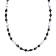 Blinkee Classy Led Fancy Beads Black White And Silver Necklace