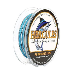 Hercules Super Strong 100M 109 Yards Braided Fishing Line 30 Lb Test For Saltwater Freshwater Pe Braid Fish Lines 4 Strands - Blue Camo, 30Lb (13.6Kg), 0.28Mm