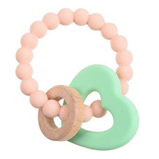 Chewbeads - Brooklyn Teething Toy - Silicone Teething Ring & Wood Teether For Infants, Babies & Toddlers - Baby Teether & Modern Baby Rattle - Medical Grade Silicone Baby Toy 3-6 Months - Blush