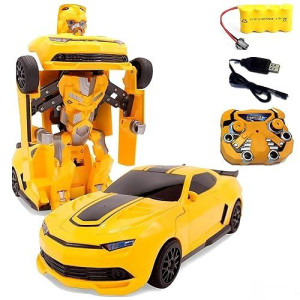 Superpower Remote Control Car Transforming Bumblebee Classic Disguise Action Figure Hero Robot Toy With One Button Transformation