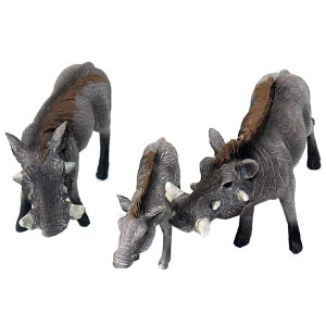 Funshowcase African Jungle Animals Toy Warthogs Figure Realistic Plastic Figurine Playset Lot 3-Piece