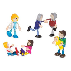 Melissa & Doug Wooden Flexible Figures - Light Skin-Tone Doll Family