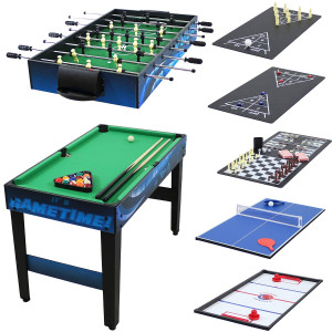 Sunnydaze 10-Combination Multi-Game Table With Billiards Push Hockey Foosball Ping Pong And More - 40-Inch