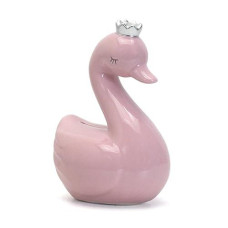Child To Cherish Ceramic Swan Piggy Bank (Pink)