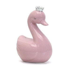 Child To Cherish Ceramic Swan Piggy Bank (Pink)