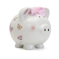 Child To Cherish Ceramic Piggy Bank For Girls, Petite Papillon Butterfly