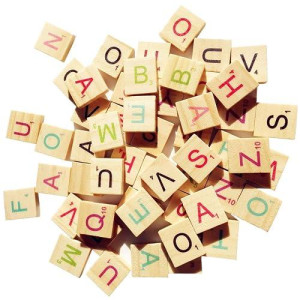 Abbaoww 300 Pcs Colorful Wood Letter Tiles Capital Letters For Diy Crafts, Pendants, Spelling And Scrapbook