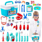 Joyin 31Pcs Doctor Kit For Kids,Pretend Play Toys, Educational Dentist Medical Kit With Electronic Stethoscope,Doctor Role Play Costume,Durable Medical Dr Kit Toys For Boys Girls Gifts Ages 3+