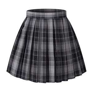 Girl'S A-Line Kilt Plaid Pleated Skirts (Xs,Grey Mixed Purple)