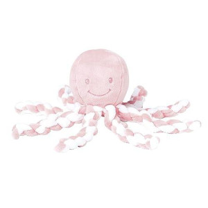 Nattou Lapidou - Piu Piu Octopus Plush Toy For Newborn Babies, Comforting, Soothes For Sleep - Light Pink & White