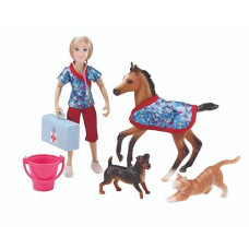 Breyer Freedom Series (Classics) Day At The Vet Doll & Animals Set | 8 Piece Playset With 6" Fully Articulated Rider Doll | 1:12 Scale