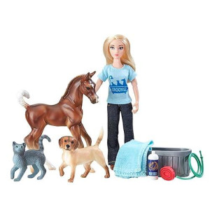 Breyer Freedom Series (Classics) Pet Groomer Doll & Animals Set | 10 Piece Playset With 6" Fully Articulated Rider Doll | 1:12 Scale