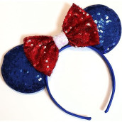 CL GIFT Patriotic Ears, America Mickey Ears, 4th of July American Minnie Ears, Stars and Strips Ears, July Fourth Headband