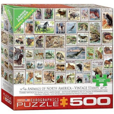 Eurographics (Eurhr North American Wildlife Vintage Stamps 500Piece Puzzle 500Piece Jigsaw Puzzle