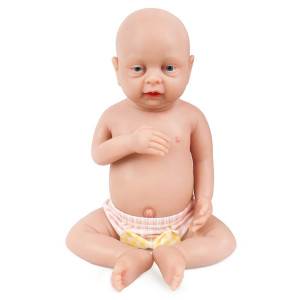 Vollence 18 Realistic Full Silicone Baby Doll Not Vinyl Material Lifelike Baby Doll Reborn Silicone Baby Dolls - Girl
