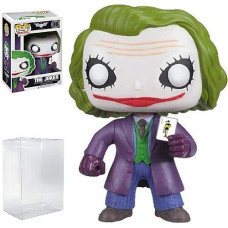 Pop Dc Heroes: Batman The Dark Knight Movie - The Joker Funko Vinyl Figure (Bundled With Compatible Box Protector Case), Multicolored, 3.75 Inches