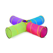 Hide N Side Kids Play Tunnels, Indoor Outdoor Crawl Through Tunnel For Kids Dog Toddler Babies Children, Pop Up Tunnel Gift Toy (Multi, 4 Way)