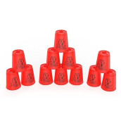Dewel Stacking Cup Game With 15 Stack Ways, 12Pcs Cup Stacking Set, Sport Stacking Cups Bpa-Free Material, Classic Family Game, Great Gift Idea For Stack Games Lover. (Red)