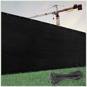 Colourtree Customized Size Fence Screen Privacy Screen Black 6' X 153' - Commercial Grade 170 Gsm - Heavy Duty - 3 Years Warranty - Cable Zip Ties Included