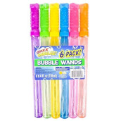 Sunny Days Entertainment Maxx Bubbles 4Oz Bubble Wands - 6 Pack Bubble Wand Toy | Summer Fun, Outdoor Birthday Party Favors For Kids, 101799 Blue