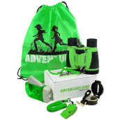 Adventure Kidz - Outdoor Exploration Kit, ChildrenS Toy Binoculars, Flashlight, Compass, Fox Whistle, Magnifying Glass, Backpack. Great Kids Gift Set For Camping, Hiking, Educational, Pretend Play.