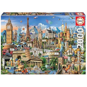 Educa - Europe Landmarks - 2000 Piece Jigsaw Puzzle - Puzzle Glue Included - Completed Image Measures 37.75 X 26.75 - Ages 14+ (17697)