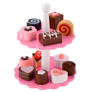 Wooden Play Food Sets For Kids Kitchen,Pretend Play Kitchen Fake Cutting Food Toys,Educational Toy For Toddler Girl 1 2 3 Year Old Birthday Gift (Dessert Cake)
