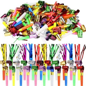 Weoxpr 144Pcs Two Kinds Of Noisemakers Blowouts Party Horns, Bulk Toys, Birthday Party Favors, New Years Party Noisemakers, Party Accessory, Prizes For Kids, Party Whistles And Streamers