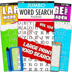 Large Print Word Search Books For Adults Super Set -- 6 Jumbo Word Find Puzzle Books With Large Print Plus Magnifier, Pen, And Bookmark (Over 800 Pages Total)
