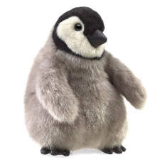 Folkmanis Baby Emperor Penguin Hand Puppet, Gray, Black, White, 8"