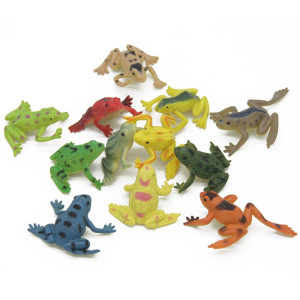 Kvvdi 12 Pcs Small Colorful Plastic Poison Dart Frogs Toy + 8 Pcs Turtles Rainforest Animals