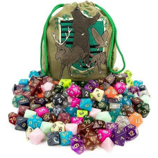 Wiz Dice Dnd Dice Set - 140 Pieces Total (20 Sets Of 7 Dice In Unique Colors) & Storage D&D Dice Bag-Polyhedral Role Playing Dice - Perfect Dnd Accessories For Ttrpg Dice Games - Bag Of Tricks