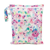 Bumkins Waterproof Wet Bag For Baby, Travel, Swim Suit, Cloth Diapers, Pump Parts, Pool, Gym, Toiletry, Strap To Stroller, Daycare, Zipper Reusable Bag, Wetdry Packing Pouch, Watercolors Floral