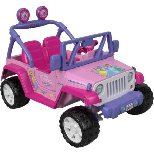 Power Wheels Disney Princess Jeep Wrangler Ride-On Battery Powered Vehicle With Sounds & Phrases For Preschool Kids Ages 3+ Years