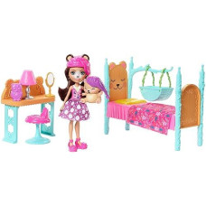 Mattel Enchantimals Sleepover Bedroom Playset - Bren Bear Doll (6-In) And Snore Animal Figure