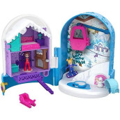 Polly Pocket Pocket World Snow Secret Compact with Surprise Reveals, Micro Dolls & Accessories