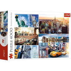 Trefl New York Collage 4000 Piece Jigsaw Puzzle Red 54"X38" Print, Diy Puzzle, Creative Fun, Classic Puzzle For Adults And Children From 15 Years Old