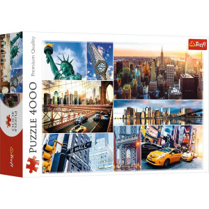 Trefl New York Collage 4000 Piece Jigsaw Puzzle Red 54"X38" Print, Diy Puzzle, Creative Fun, Classic Puzzle For Adults And Children From 15 Years Old