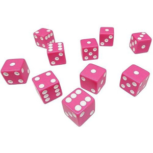 Hobby Monsters 10 Piece Pink 16Mm Game Dice With White Pips