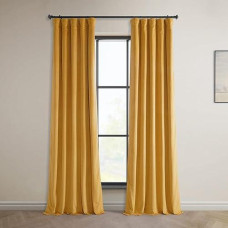 Hpd Half Price Drapes Heritage Plush Velvet Curtains 96 Inches Long Room Darkening Curtains For Bedroom & Living Room 50W X 96L, (1 Panel), Aztec Gold