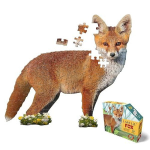 Madd Capp Puzzles Jr. - I Am Lil Fox - 100 Pieces - Animal Shaped Jigsaw Puzzle