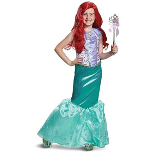 Disguise Disney Princess Ariel Little Mermaid Deluxe Girls' Costume Teal, Medium/(7-8)
