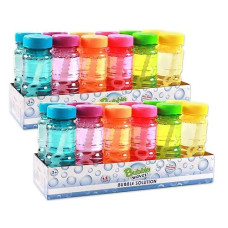 Big Bubble Bottle 24 Pack - 4Oz Blow Bubbles Solution Novelty Summer Toy - Activity Party Favor Assorted Colors Set