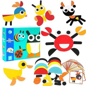 Kutoi Creative Animal Puzzles For Kids Ages 3-5 | Wooden Shape Puzzles For Kindergarten Classroom Play - Educational Tangrams Game Brain Teaser Toy - Ideal Stem Brain Puzzles For Kids.